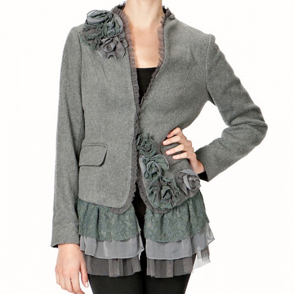 BROWN Floral Jacket with Lace